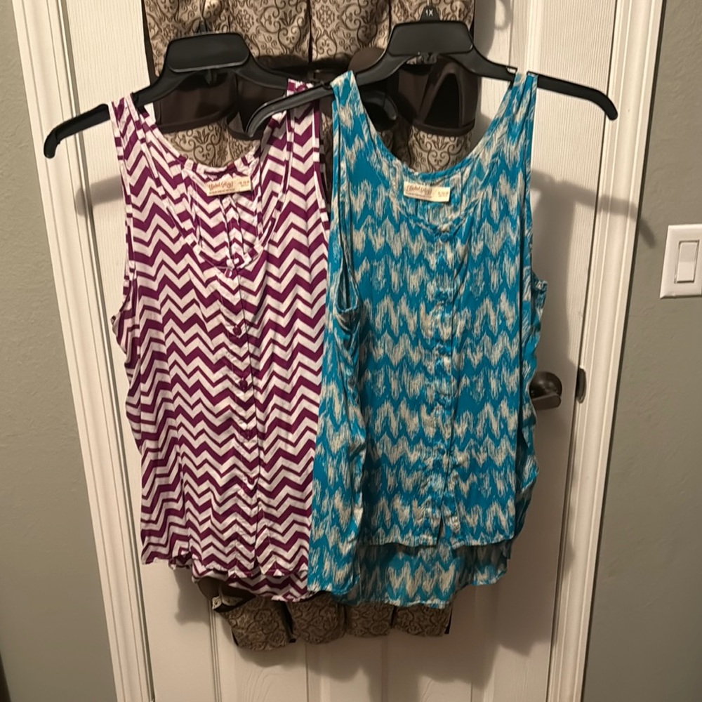 Purple and Blue Chevron Tank Tops